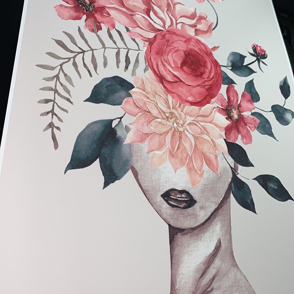 Watercolor Floral Woman Portrait Wall Art Illustration Print Poster Unframed - Picture 17 of 17